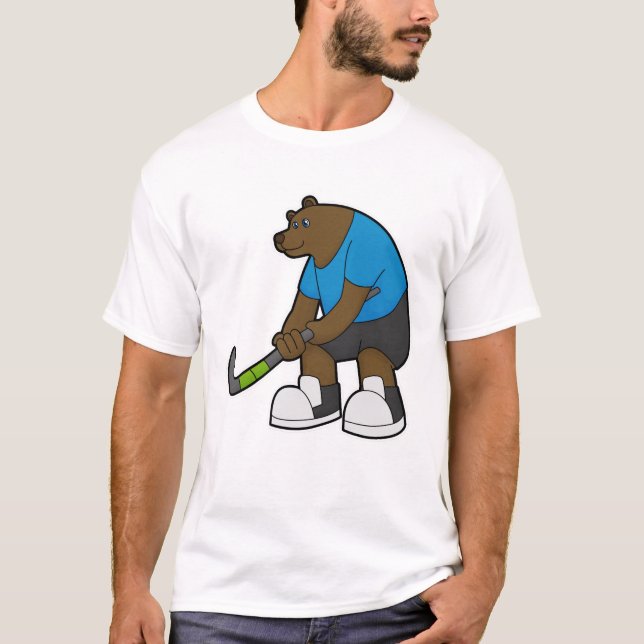Bear at Hockey with Hockey stick T-Shirt (Front)