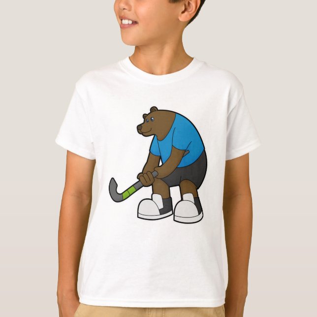 Bear at Hockey with Hockey stick T-Shirt (Front)
