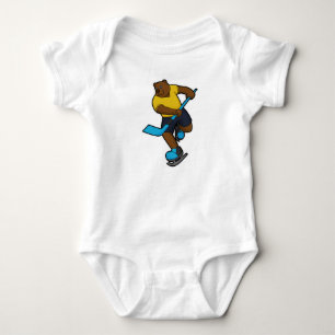 Bear at Ice hockey with Ice hockey stick Baby Bodysuit