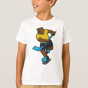 Bear at Ice hockey with Ice hockey stick T-Shirt