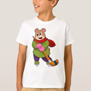Bear at Ice hockey with Ice hockey stick T-Shirt