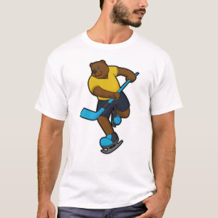 Bear at Ice hockey with Ice hockey stick T-Shirt