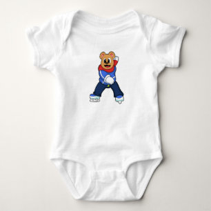 Bear at Ice skating with Ice skates Baby Bodysuit