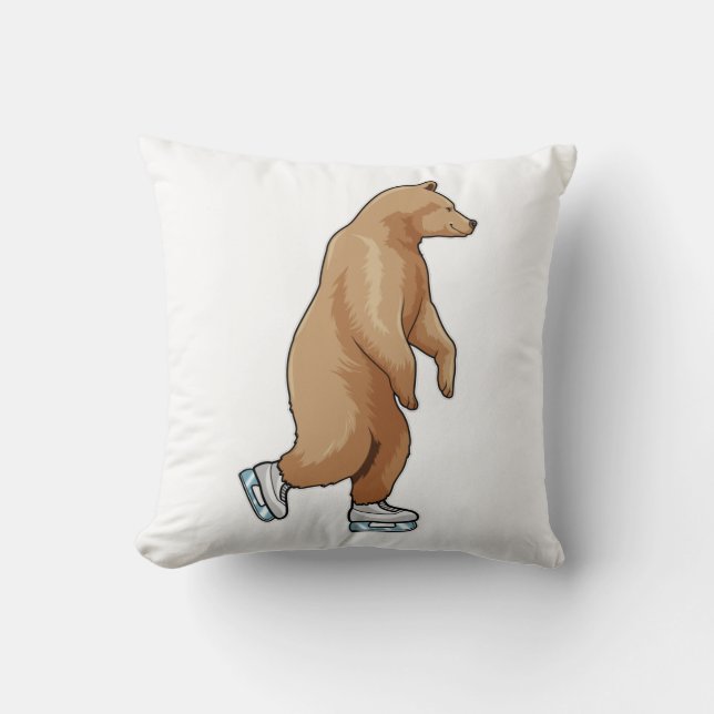 Bear at Ice skating with Ice skates Cushion (Front)