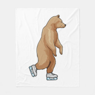Bear at Ice skating with Ice skates Fleece Blanket