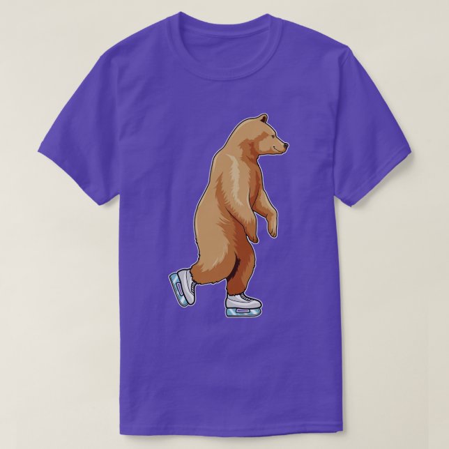 Bear at Ice skating with Ice skates T-Shirt (Design Front)