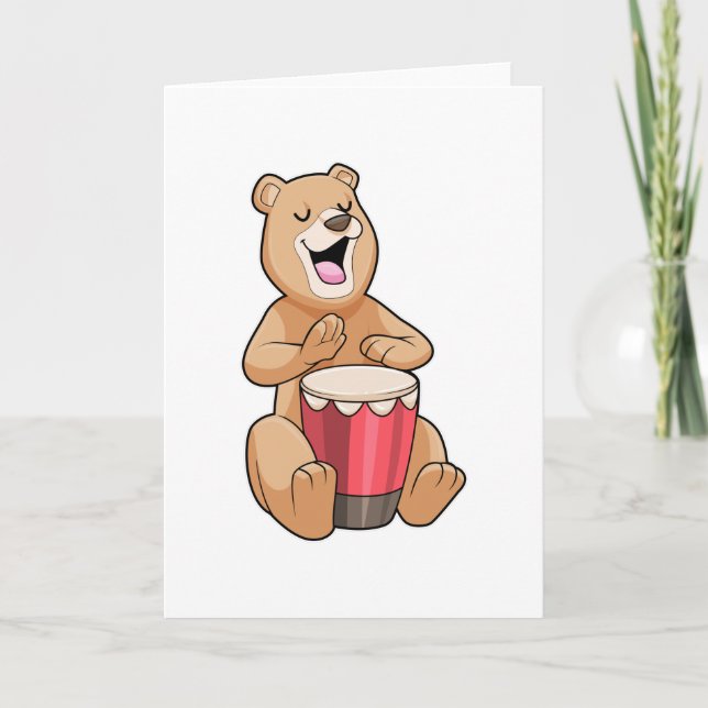 Bear at Music with Drum Card (Front)