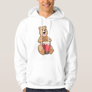Bear at Music with Drum Hoodie