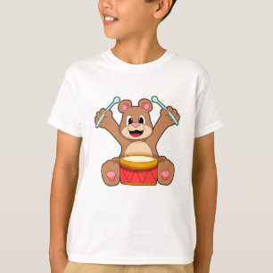 Bear at Music with Drum T-Shirt