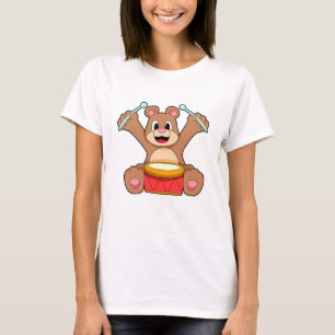 Bear at Music with Drum T-Shirt