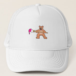 Bear at Painting with Brush & Paint Trucker Hat