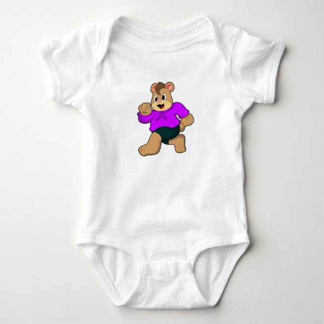 Bear at Running Baby Bodysuit (Front)