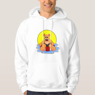 Bear at Swimming with Swim ring Hoodie