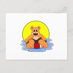 Bear at Swimming with Swim ring Postcard