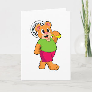 Bear at Tennis with Tennis racket Card
