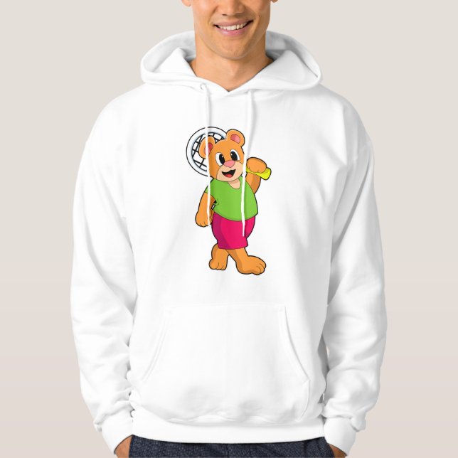 Bear at Tennis with Tennis racket Hoodie (Front)