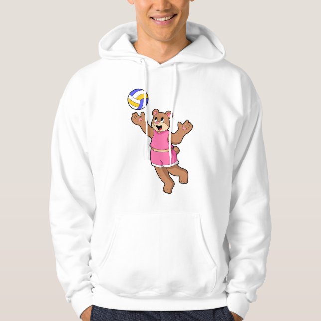 Bear at Volleyball Sports Hoodie (Front)
