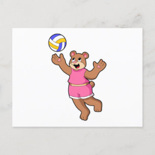 Bear at Volleyball Sports Postcard