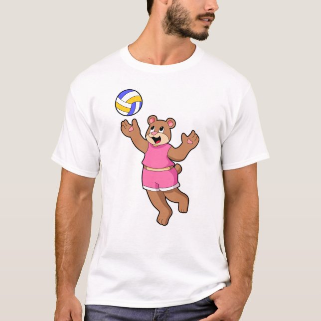 Bear at Volleyball Sports T-Shirt (Front)