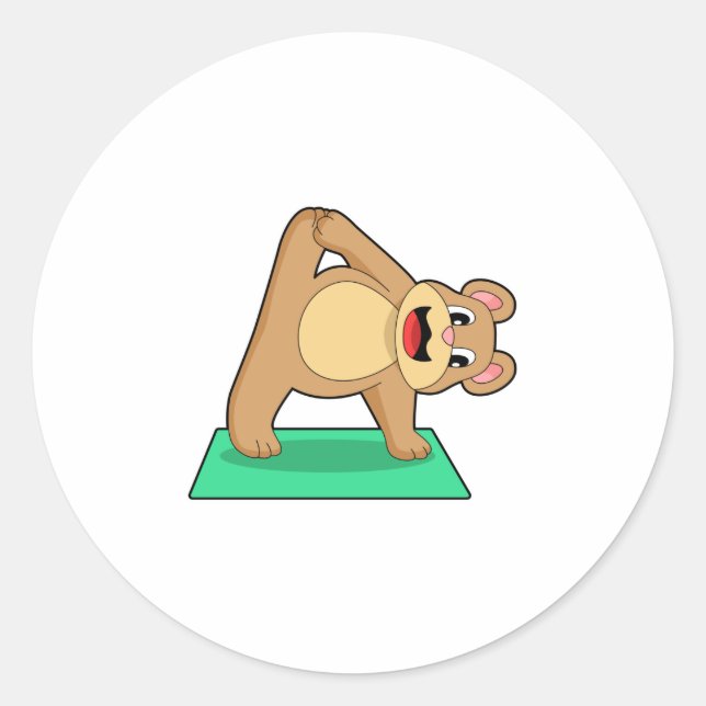 Bear at Yoga Fitness Classic Round Sticker (Front)