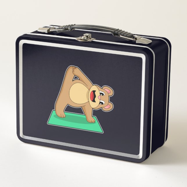 Bear at Yoga Fitness Metal Lunch Box (Front)
