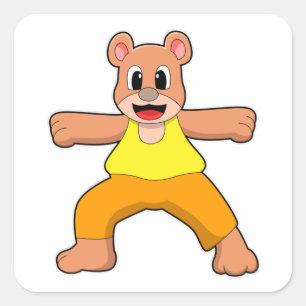 Bear at Yoga in Standing Square Sticker