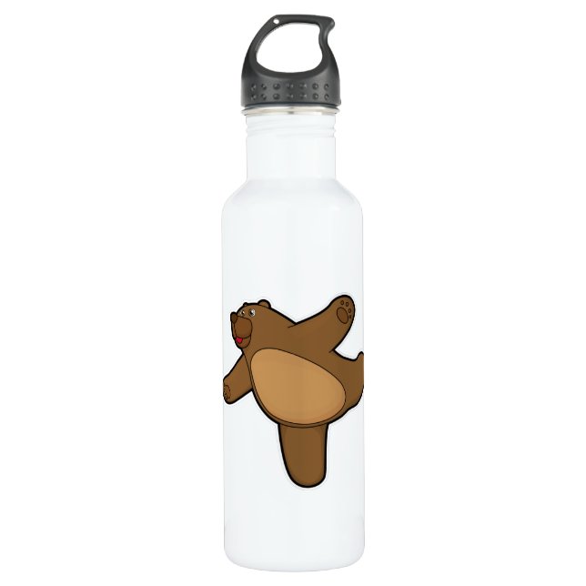 Bear at Yoga Stretching exercise 710 Ml Water Bottle (Front)