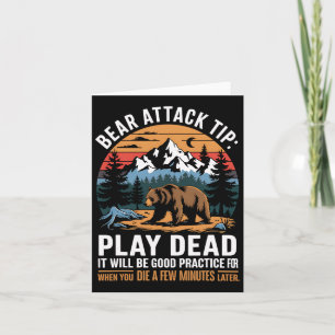 Bear Attack Tip Play Dead Funny Camping Hiking Mou Card