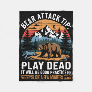 Bear Attack Tip Play Dead Funny Camping Hiking Mou Fleece Blanket