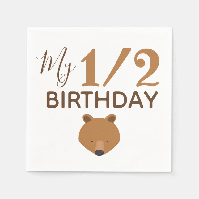 Bear Baby Half Birthday Napkin (Front)