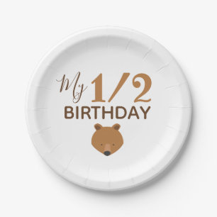 Bear Baby Half Birthday Paper Plate