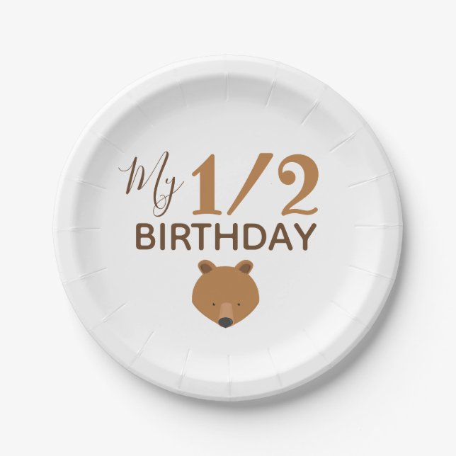 Bear Baby Half Birthday Paper Plate (Front)