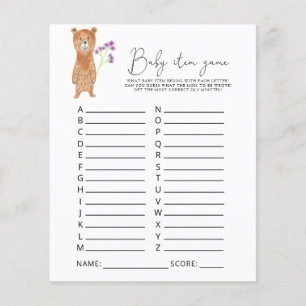 Bear Baby Item Game. Baby Shower Game