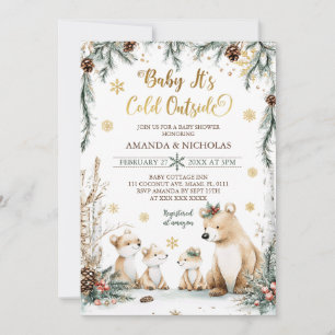 Bear Baby It's Cold Outside Winter Baby Shower Invitation