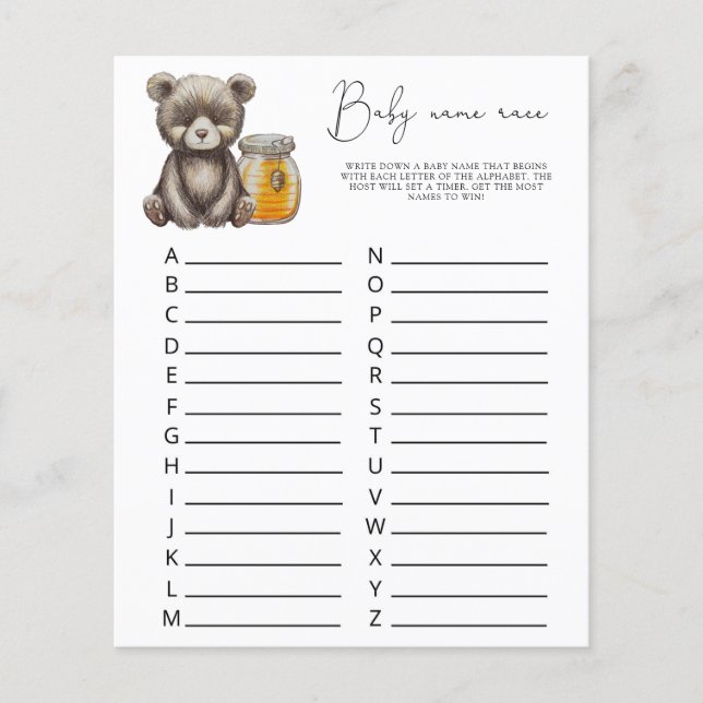 Bear - Baby name race game (Front)