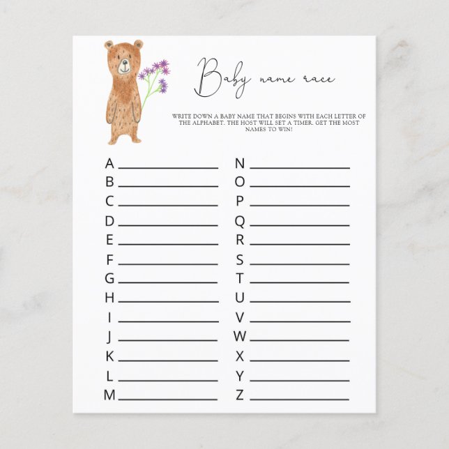 Bear - Baby name race game (Front)