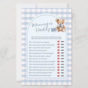 Bear Baby Shoes Blue Gingham Mummy or Daddy Game
