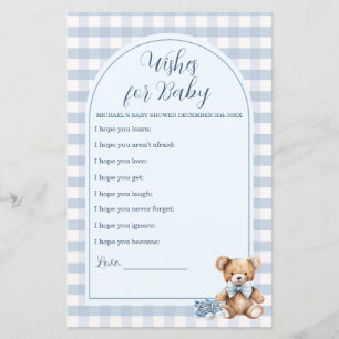 Bear Baby Shoes Blue Gingham Wishes for Baby Game