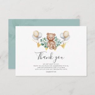 Bear Baby Shower Balloons Thank You Card