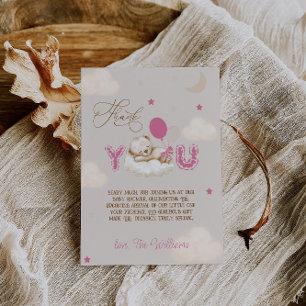 Bear Baby Shower Beary Much Pink Thank You Card