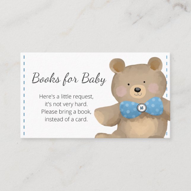 Bear Baby Shower Books for Baby Business Card (Front)