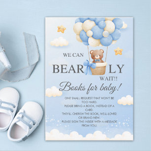 Bear Baby Shower Books for Baby Card   Boy Shower