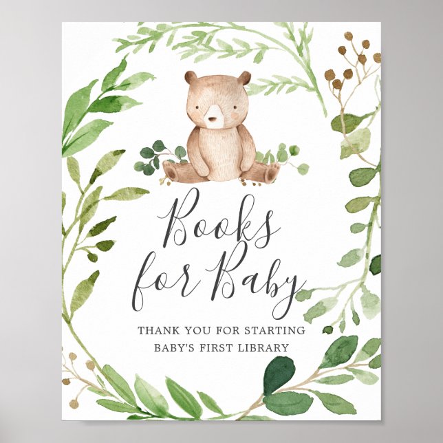 Bear Baby Shower Books For Baby Sign (Front)
