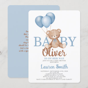 Bear Baby Shower Boy Invitation