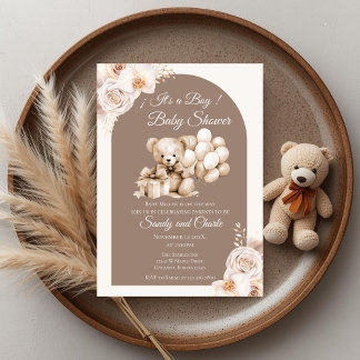  Bear Baby Shower Boy invitation