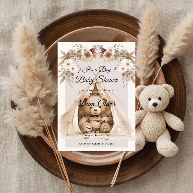  Bear Baby Shower Boy invitation (Creator Uploaded)