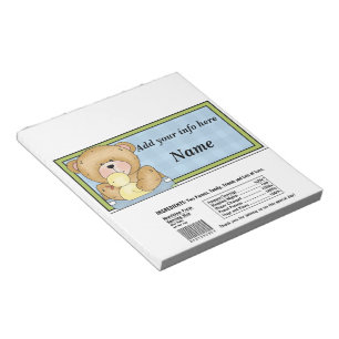Bear Baby Shower Candy Bar Wrapper Party Favors Notepad