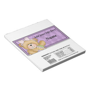 Bear Baby Shower Candy Bar Wrapper Party Favours Notepad