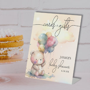 Bear Baby Shower Cards + Gifts Pedestal Sign