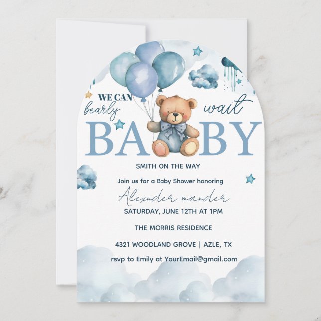 Bear Baby Shower,cute Baby Shower Invitation (Front)